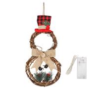 YBNKKUXKN Couronnes de Noël for Porte d'entrée avec lumières, Couronne de Bonhomme de Neige de Porte de Noël avec 20 LED for décoration Murale de fenêtre ou de cheminée