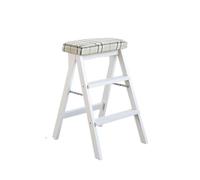 YBNKKUXKN Escabeau Tabouret d'escalier en Bois Massif, Chaise Pliante, Banc Haut Portable, adapté à la Cuisine, à la Salle de Bain et au Bureau Échelle(Checkered)