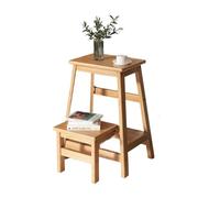 YBNKKUXKN Escabeau Tabouret d'escalier Pliant en Bois Massif, Chaise multifonctionnelle, marchepied à 2 Couches élargissant for Cuisine, Chambre et Salon Échelle(Wood Color)