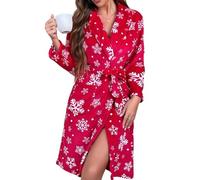 YBNKKUXKN Peignoir en polaire for femme, imprimé, moelleux, douillet, chaud, for la douche, le spa, séchage rapide et pourtant chaud(Snowflakes,L)