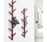 YBNKKUXKN Porte-manteau mural créatif en forme d'arbre, cadre décoratif avec fourches de 6/8 pouces, finition bois, support de rangement mural for vêtements(Brown,6 forks)