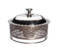 YBNKKUXKN Réchaud Rond rétro en Acier Inoxydable, Plateau Chauffant avec Couvercle de Casserole et Support de Carburant for la Restauration, Les Repas de fête(28cm)