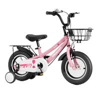 YBNKKUXKN Velo Fille Vélo avec Panier for Enfants de 2 à 12 Ans, vélo de 12 à 18 Pouces avec Roues d'entraînement, vélo à pédales for garçons et Filles, Plusieurs Couleurs vélos Enfant(Pink1,18inch)