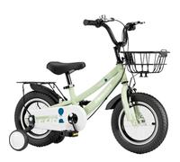 YBNKKUXKN Velo Fille Vélo avec Panier for Enfants de 2 à 12 Ans, vélo de 12 à 18 Pouces avec Roues d'entraînement, vélo à pédales for garçons et Filles, Plusieurs Couleurs vélos Enfant(Green1,14inch)