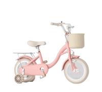 YBNKKUXKN Velo Fille Vélo for Enfants for Filles avec Sonnette, Panier et Pompe, vélo for Enfants avec siège arrière, vélo for Filles de 2 à 22 Pouces vélos Enfant(Roze,18inch)