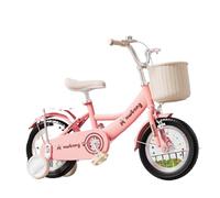 YBNKKUXKN Velo Fille Vélos for Filles de 3 à 10 Ans, vélos for Filles de 12 à 20 Pouces avec banderoles, Sonnette et Panier, vélos for Enfants vélos Enfant(Pink1,12inch)