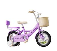 YBNKKUXKN Velo Fille Vélos for Filles de 3 à 10 Ans, vélos for Filles de 12 à 20 Pouces avec banderoles, Sonnette et Panier, vélos for Enfants vélos Enfant(Purple1,18inch)