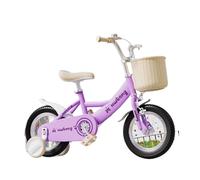 YBNKKUXKN Velo Fille Vélos for Filles de 3 à 10 Ans, vélos for Filles de 12 à 20 Pouces avec banderoles, Sonnette et Panier, vélos for Enfants vélos Enfant(Lila,14inch)