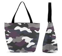YBQLNP Camouflage Gris Sac À Main Pour Femme Sac À Bandoulière Sac De Shopping Pour Voyage 28.5x18x32.5cm