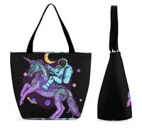YBQLNP Cosmonautes Licornes Sac À Main Pour Femme Sac À Bandoulière Sac De Shopping Pour Voyage 28.5x18x32.5cm