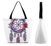 YBQLNP Fleur Attrape-Rêves Sac À Main Pour Femme Sac À Bandoulière Sac De Shopping Pour Voyage 28.5x18x32.5cm