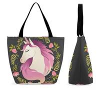 YBQLNP Licorne Violette Sac À Main Pour Femme Sac À Bandoulière Sac De Shopping Pour Voyage 28.5x18x32.5cm