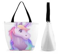 YBQLNP Licorne Violette Sac À Main Pour Femme Sac À Bandoulière Sac De Shopping Pour Voyage 28.5x18x32.5cm