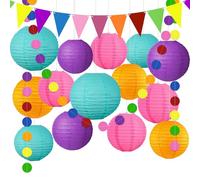 YBwanl ilanterne/lampion papier,décoration thématique colorée combinaison baptême:fête d'anniversaire décoration bapteme décoration mariage16pièces Réutilisable, des couleurs qui font bondir la joie