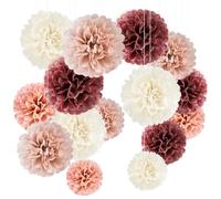 YBwanli 20pcs Pompon Papier de Soie en 4 couleurs，Pompon Papier Soie，suspension boule,fleur papier decoration，papier crepon,Decoration Bapteme Fille,Devenez Une décoration Belle et Romantique
