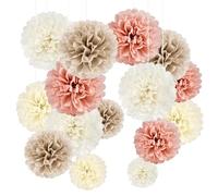 YBwanli 20pcs Pompon Papier de Soie en 4 couleurs,Pompon Papier Soie,suspension boule papier,fleur papier decoration,papier crepon,Decoration Bapteme Fille,Devenez Une décoration Belle et Romantique