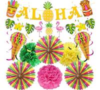YBwanli Décoration de fête hawaïenne - Accessoires pour soirée tropicale, plage, bar Tiki et ambiance été