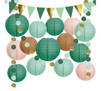 YBwanli Lanterne Papier, Décorations de fête de Mariage, lanternes en Papier à Suspendre de Style Rustique pour décoration de Printemps, fête prénuptiale, fête prénatale, Anniversaire, Eucalyptus