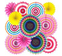 YBwanli Lot de 12 compartiments en papier, décoration de jardin, décoration de carnaval, décoration de confirmation, décoration de jardin, décoration de pompons, roses en papier pastel, guirlande à