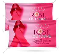 YBwanli Octobre Rose Decoration/Accessoires,Bannière Deco Rose Ensemble de 150 * 90cm 2 pièces,Rejoignez-nous dans notre lutte contre le cancer du sein