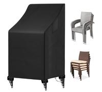 YBYHFAA Housse pour Chaise Jardin, 100% imperméable 600D Oxford Housse de Chaise d’extérieur, résistant aux déchirures Housse pour chaises empilables/Adirondack, Anti-UV (65 * 65 * 120/80cm,Noir)