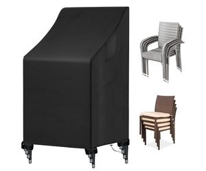 YBYHFAA Housse pour Chaise Jardin, 100% imperméable 600D Oxford Housse de Chaise d’extérieur, résistant aux déchirures Housse pour chaises empilables/Adirondack, Anti-UV (65 * 65 * 120/80cm,Noir)