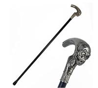 YC° Canne de marche en forme de tête de mort pour homme - Canne décorative - Canne de marche entièrement en métal gothique vintage Fancy Gentleman Canes 93 cm de long (argent)
