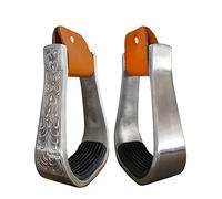 YC° Étriers occidentaux - Étrier de cheval moulé sous pression - 12,1 cm en aluminium gravé avec tapis en caoutchouc (B)