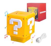 Ycaaeo Lumière d'Icône 3D de Point d'Interrogation avec Effets Sonores, Lampe Anime Cube, LAmpe de Nuit Game Mini Bloc de Question Lampe de Chevet Cadeau pour Enfants