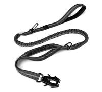 Ycagrain Laisse pour chien très résistante, 1,2 à 1,8 m, élastique absorbant les chocs + 2 poignées rembourrées, mousqueton en métal, ceinture de sécurité de voiture noire, facile à utiliser