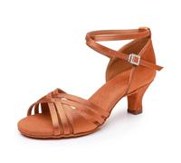 YCALCP Chaussures de Danse Latine Femme Bout Ouvert Salsa Bachata Sandales Chaussures Danse de Salon,EM-930,5cm Talon,Marron,EU 37.5