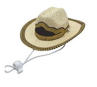 Ycauty Chapeau Sombrero pour Animaux de Compagnie, 13.5cm, Respirant, à Large Bord, avec Lettres Imprimées, Casquette Sombrero Mexicaine Amusante pour Fête (Beige)