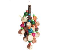 Ycauty Jouet à mâcher pour oiseaux avec boules en rotin colorées | Bûches naturelles, épis de maïs, broyage du bec, soulage l'ennui, crochet pratique