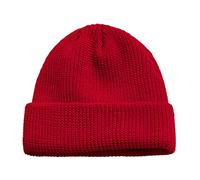 YCBMINGCAN Bonnet d'hiver chaud en tricot uni mignon bonnet épais tricoté super doux extensible chaud bonnet d'hiver doublé, rouge, taille unique