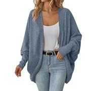 YCBMINGCAN Cardigan long surdimensionné en tricot épais à manches chauve-souris ouvert sur le devant, manteau d'extérieur pour le travail, le quotidien, élégant, basique, bleu, XXL