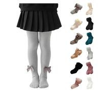YCBMINGCAN Collant fille avec nœud, collants bébé en coton côtelé, collant pour enfant pour automne et hiver, chaussettes de fête pour baptême, mariage et Noël, leggings, #1 - Rose, 6-8 ans