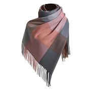 YCBMINGCAN Écharpe tissée en tricot pour femme avec motif à carreaux colorés et longues franges épaisses, écharpe chaude d'hiver bleue pour femme (C-b, taille unique)