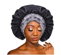 YCBMINGCAN élastique bandeau satin Bonnet chapeau Sleep Cap femmes Salon de beauté Béret Casquette (Black, One Size)