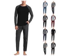 Ycbmingcan Ensemble de pyjama pour homme à manches longues en coton, ensemble de pyjama à deux pièces pour hommes en tant que vêtement de nuit, ensemble de vêtements de maison confortable avec chemise