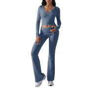 YCBMINGCAN Ensemble Maison Femme Deux Pièces Jogging Ensemble d'été Lounge Set 2 Pièces Costume de Sport Femme Y2K Tenue de Maison avec Crop Top et Pantalon Court Yoga Gym Sport Outfit, M