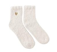 YCBMINGCAN Femmes Casual Chaussette Coeur Mignon Imprimer Coton Dame Chaussettes Confortable Doux Chaud Chaussette D'hiver Chaussettes Ski Technique (White, One Size)