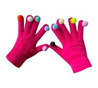 YCBMINGCAN Gants de boules de poils colorés d'automne et d'hiver femmes mignons gants tricotés en laine d'équitation froide et chaude Gants Coton Biologique
