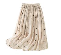 YCBMINGCAN Jupe longue pour femme - Style bohème - Fleurs - Taille haute élastique - Jupe longue - Jupe longue d'été - Jupe plissée - Jupe de plage, beige, L