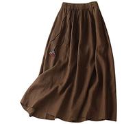 YCBMINGCAN Jupe midi d'été double couche pour femme avec taille élastique et ceinture plissée - Chemisiers et jupes, Café B, L
