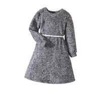 YCBMINGCAN Petits/grands enfants filles couleurs mélangées automne hiver avec ceinture robe en peluche douce confortable maison extérieur robe fille tenue chaude de l'Avent 10 ans, gris, 7-8 ans