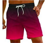 YCBMINGCAN Short de plage respirant absorbant la transpiration pour homme aux couleurs de l'arc-en-ciel - Noir, Rouge pastèque, M