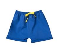 YCBMINGCAN Short d'été pour fille - En coton uni - Cinq points - Pantalon de plage fin - Vêtement pour bébé, bleu foncé, 12-18 mois