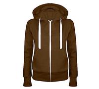 YCBMINGCAN Sweat à capuche pour femme - Fermeture éclair intégrale - Veste demi-saison - Couleur unie - Sweat à capuche décontracté - Pull à capuche - Veste de sport - Veste de survêtement, café, XL