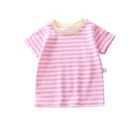 YCBMINGCAN T-shirt d'été à manches courtes en pur coton pour fille et bébé - Rayé - Multicolore - En option