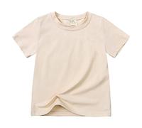 YCBMINGCAN T-shirt pour enfant fille - Manches courtes - Pour garçon et fille - Disponible dans de nombreuses couleurs, beige, 8-9 ans